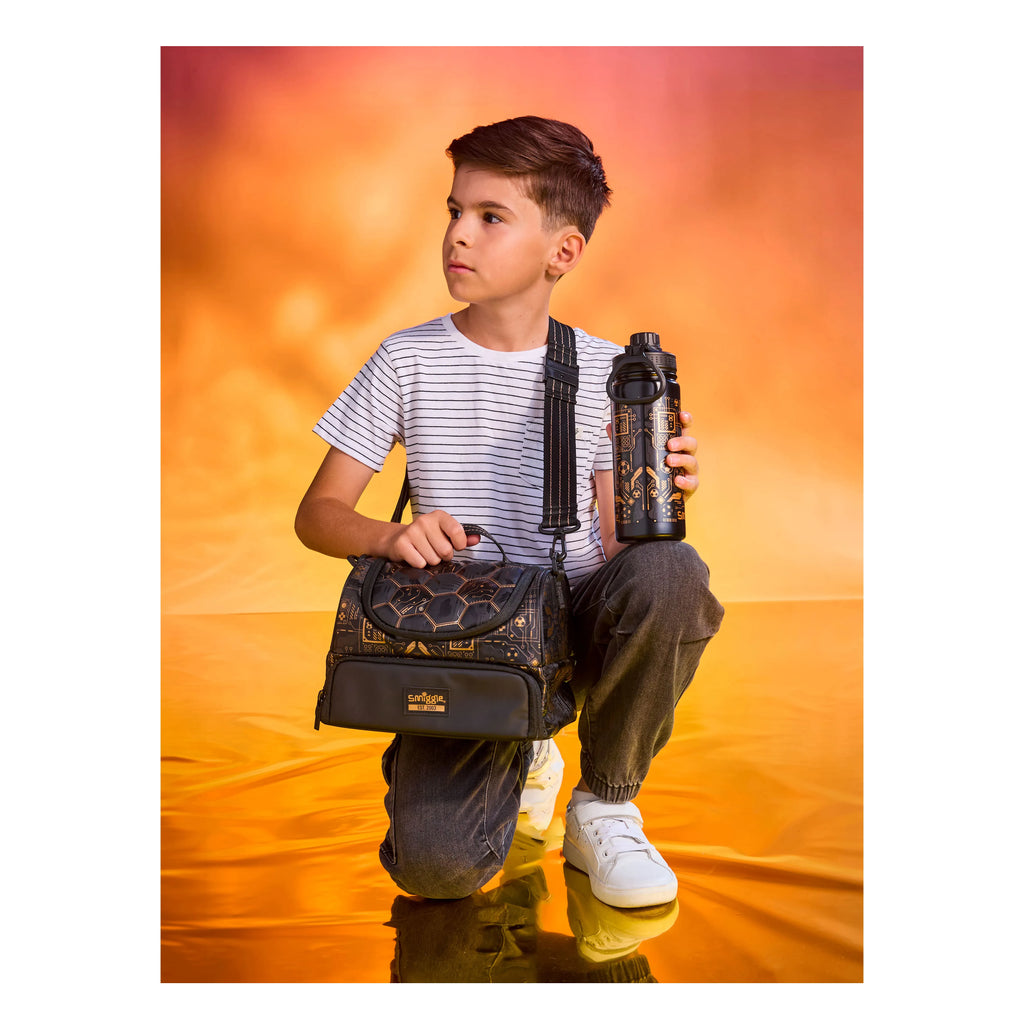 Smiggle Livewire Large Double Lunchbox with Strap - Black