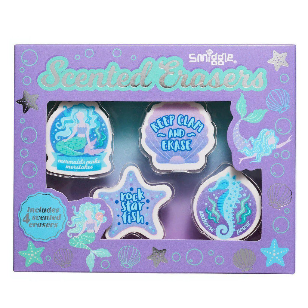 SMIGGLE Mermaid Scented Erasers Box 4 Pieces - TOYBOX Toy Shop