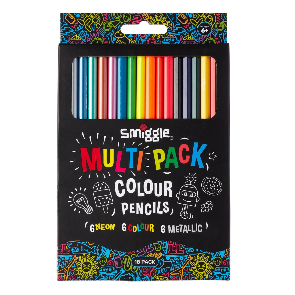 SMIGGLE Multi Pack Colour Pencils X18 - Colour Mix - TOYBOX Toy Shop