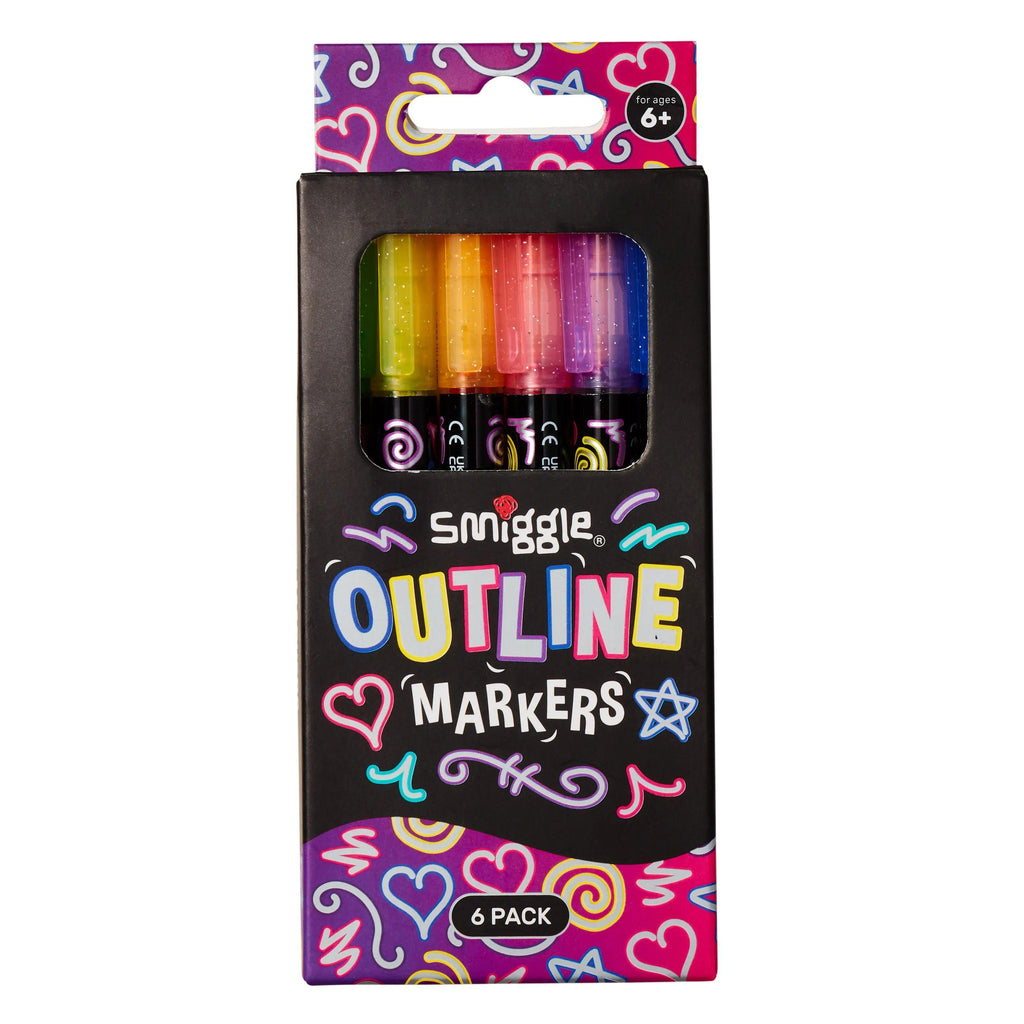 SMIGGLE Outline Marker Pack X6 - TOYBOX Toy Shop
