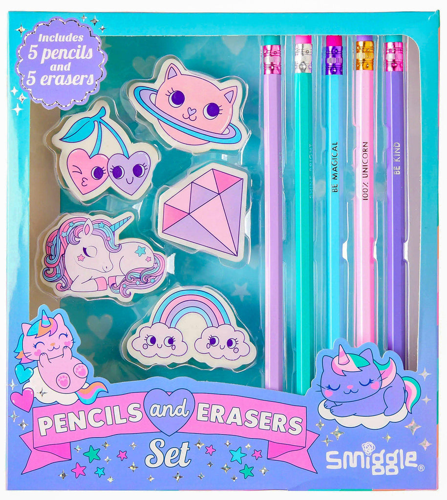 SMIGGLE Pencils And Erasers Set Gift Box - TOYBOX Toy Shop