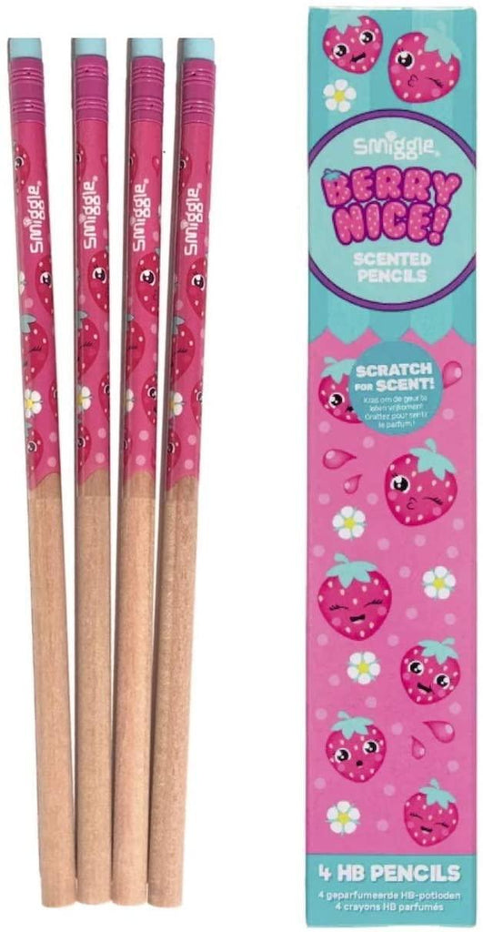 SMIGGLE Pencils x 4 Pack Scented Pencils With Eraser Top - Berry Nice Scratch & Scent - TOYBOX Toy Shop