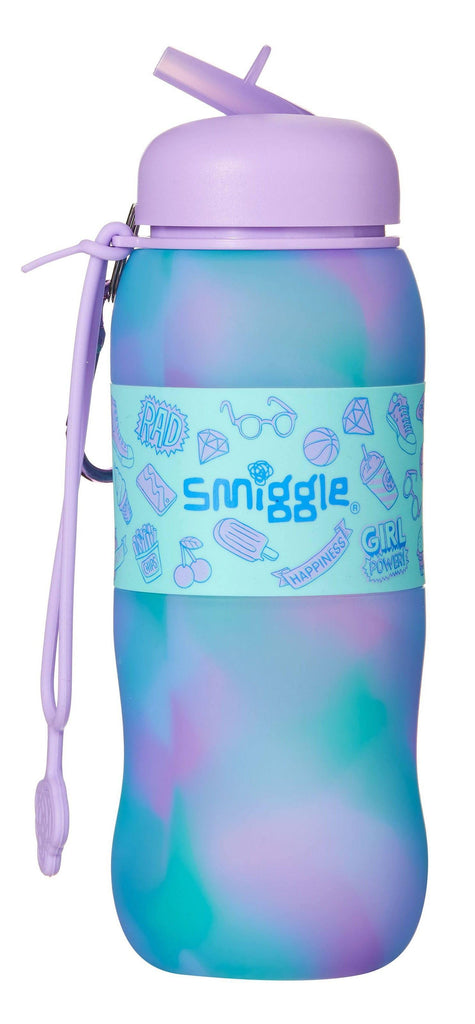 SMIGGLE Roll Up Silicone Bottle - Lilac Ice-Cream Print - TOYBOX
