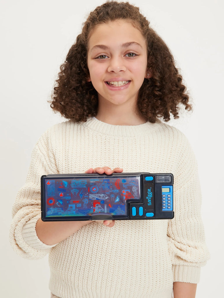 Smiggle Rush Pop Out Pencil Case - Black Mid Blue