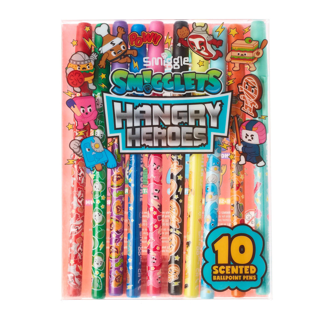 SMIGGLE SMIGGLEts Hangry Heroes Pen Pack X10 - Colour Mix - TOYBOX Toy Shop
