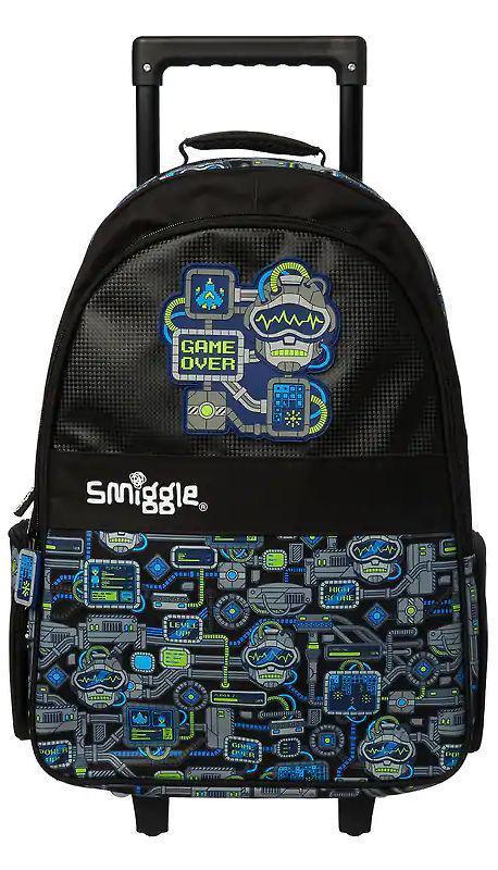 SMIGGLE Wizz Trolley Backpack With Light Up Wheels - Black - TOYBOX Toy Shop