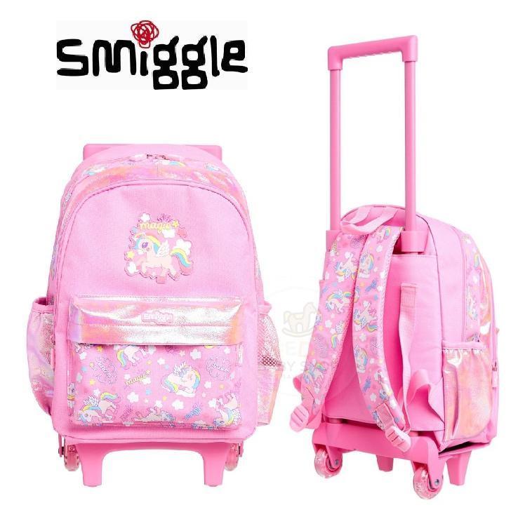 SMIGGLE Wonder Junior Backpack Trolley With Light Up Wheels - Pink - TOYBOX Toy Shop