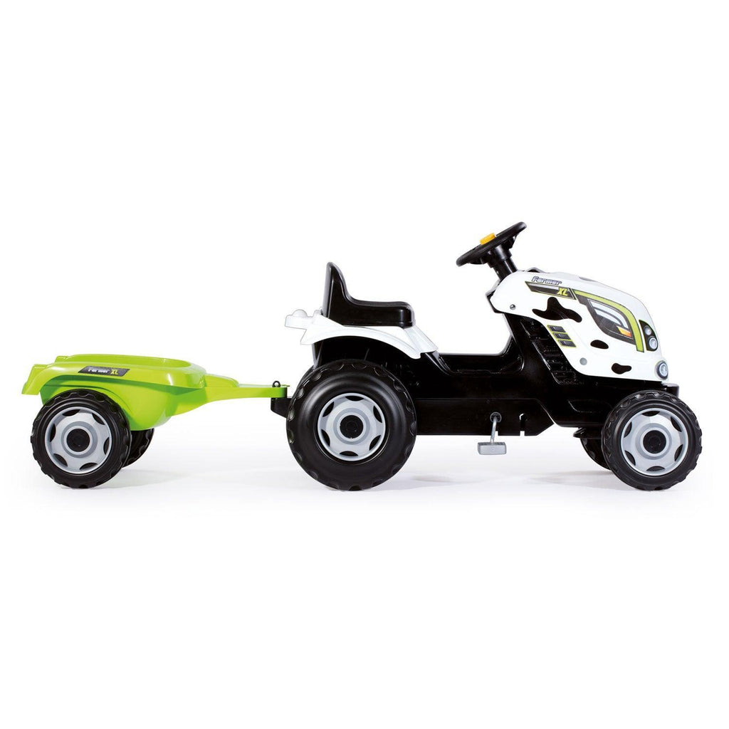 Smoby XL Pedal Tractor with Trailer - Cow Print - TOYBOX Toy Shop