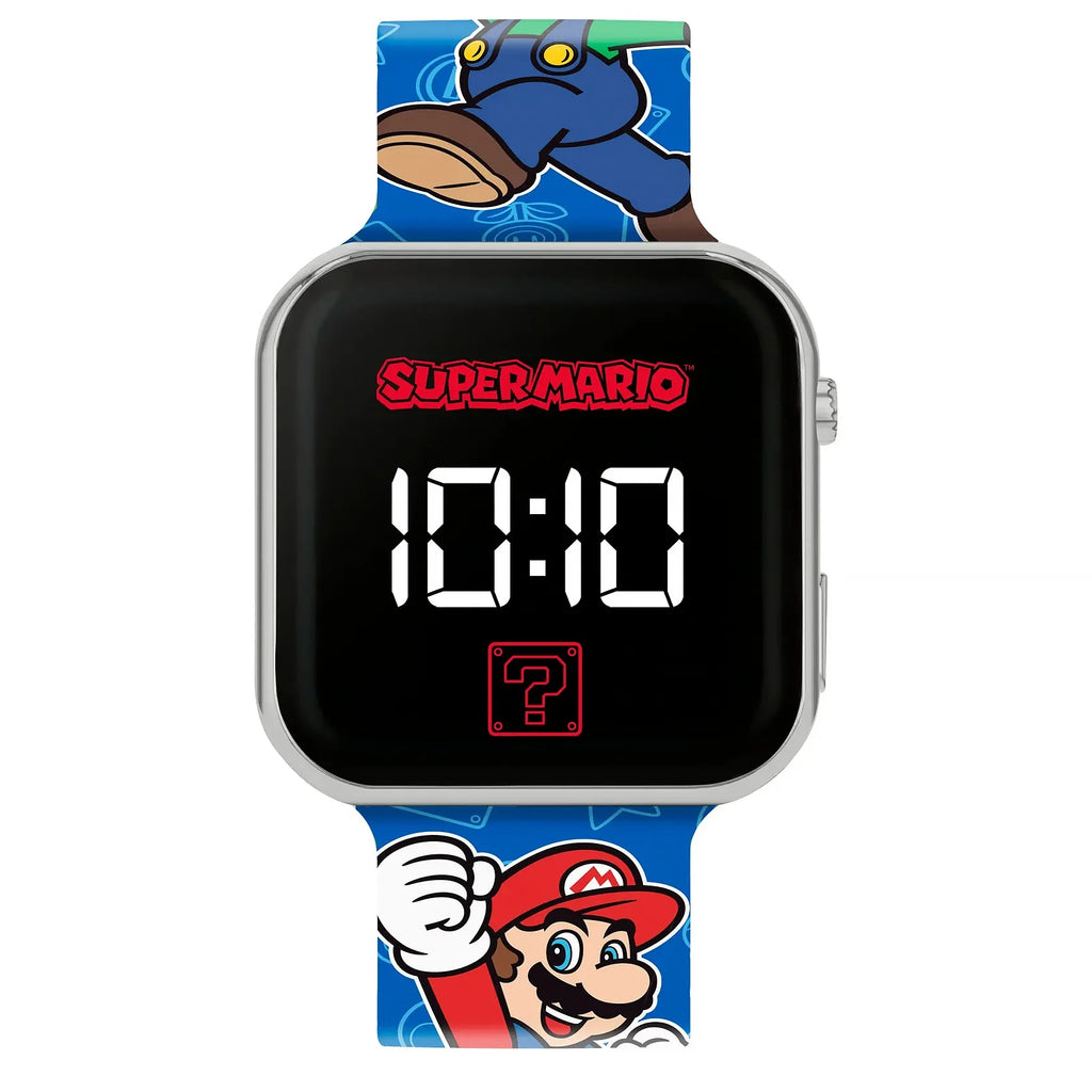 Super Mario Bros Blue Printed Strap LED Digital Watch - TOYBOX Toy Shop