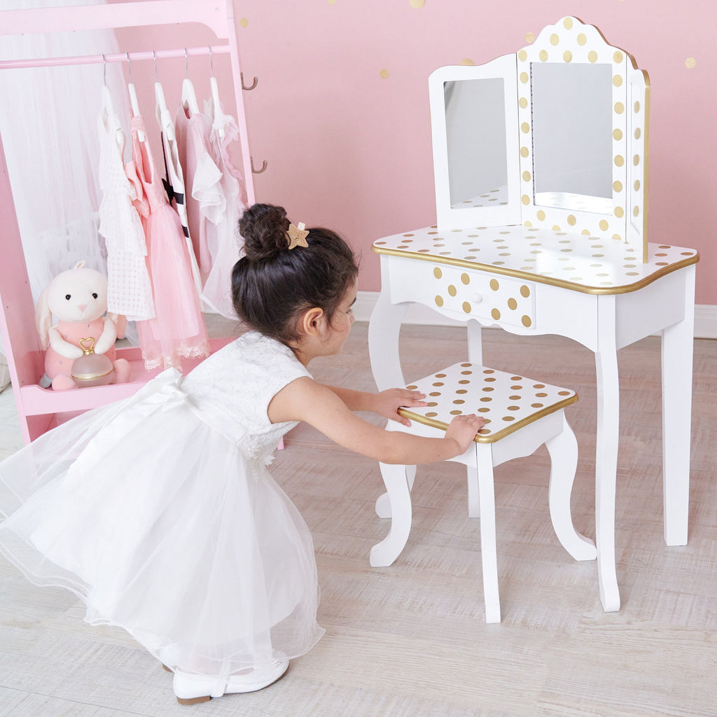 Teamson Fantasy Fields Kids Dressing Table & Stool, Vanity Set - TOYBOX Toy Shop