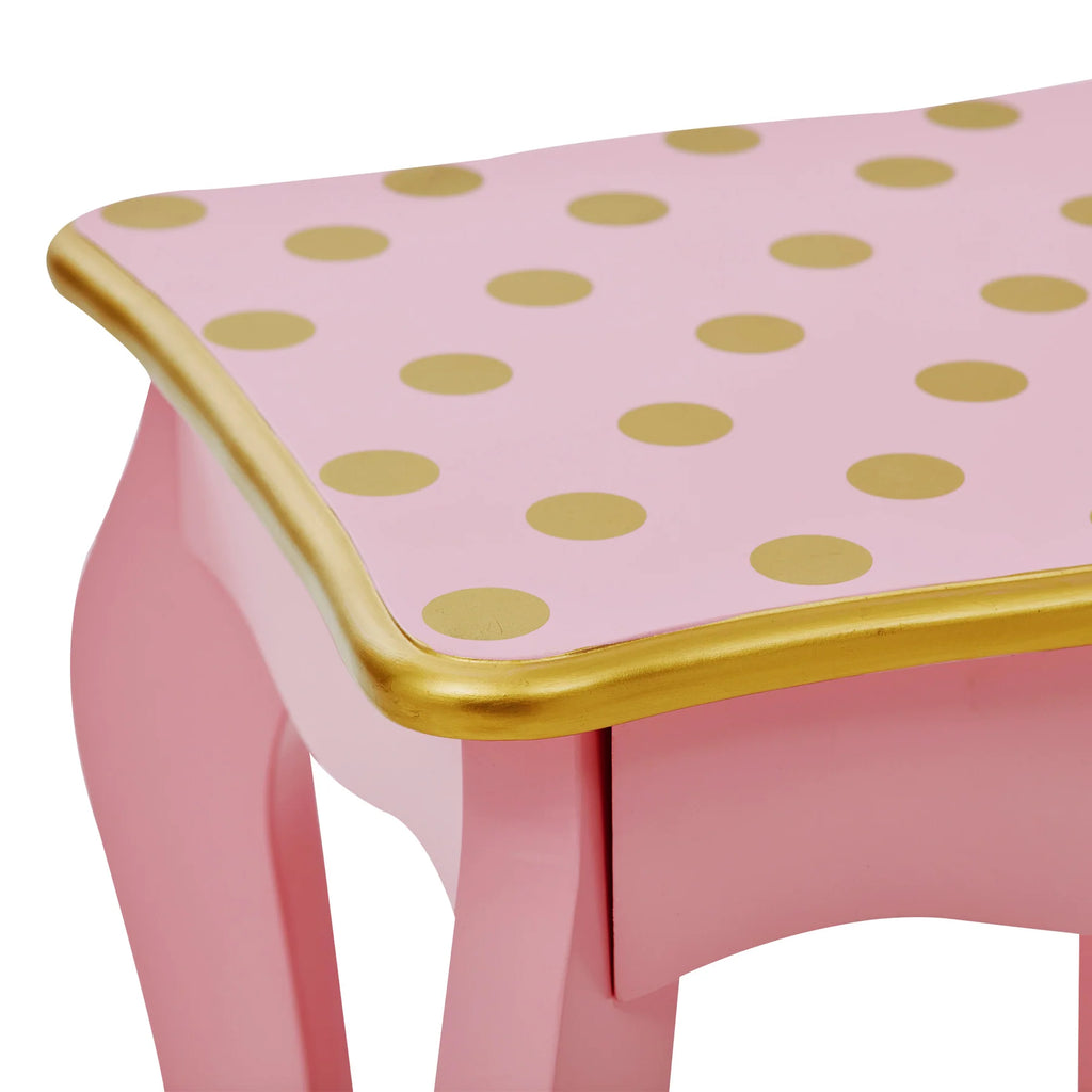 Teamson Fantasy Fields Kids Dressing Table & Stool, Vanity Set - Pink/Gold - TOYBOX Toy Shop