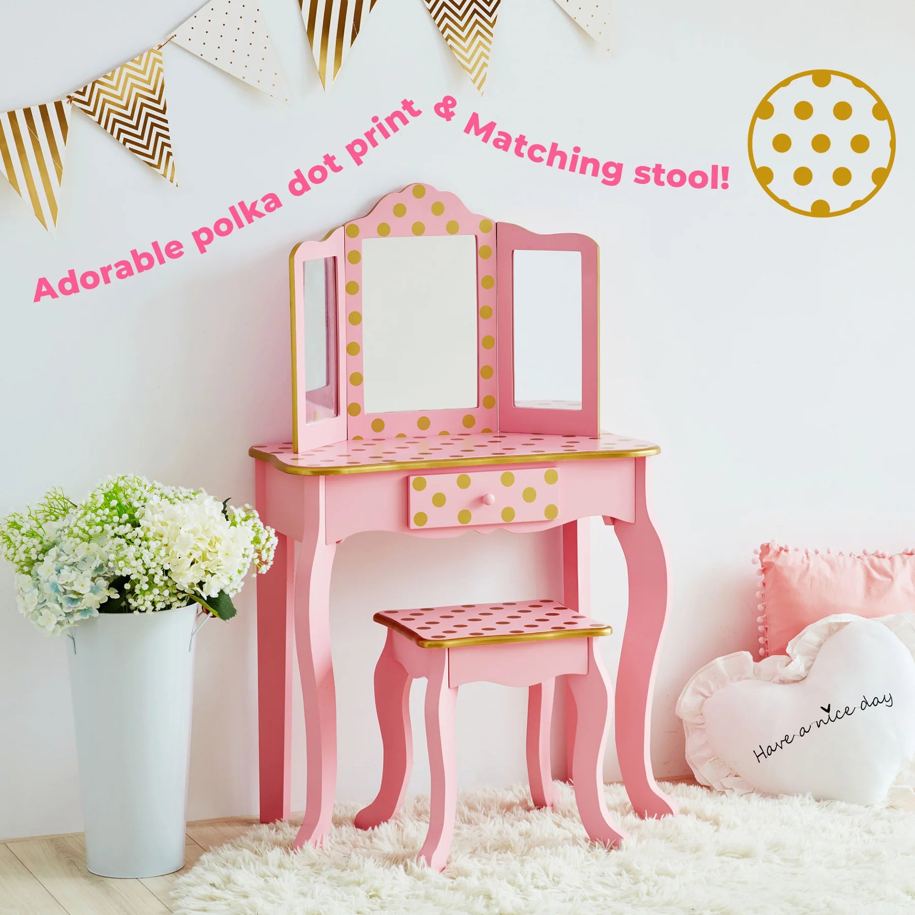 Amazon Teamson Kids Prints Gisele Vanity Table Stool Set Toy