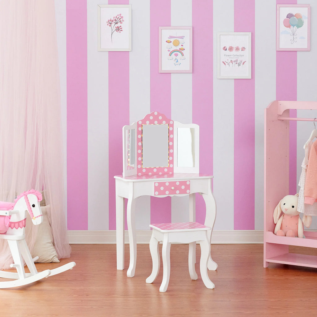 Teamson Kids Little Princess Gisele Fashion Polka Dot Prints Vanity Set - TOYBOX Toy Shop