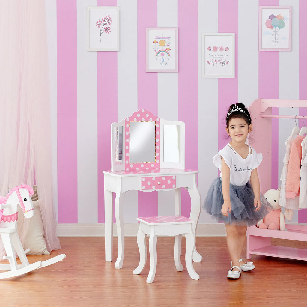 Teamson Kids Little Princess Gisele Fashion Polka Dot Prints Vanity Set - TOYBOX Toy Shop