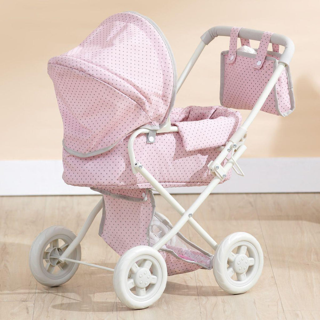 Teamson OL-00003 Dots Princess Baby Doll Deluxe Stroller - Pink & Gray - TOYBOX Toy Shop