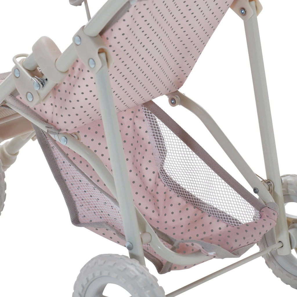 Teamson Olivia's Little World Doll Jogging-Style Pram with Canopy - Pink/Cream/Grey - TOYBOX Toy Shop