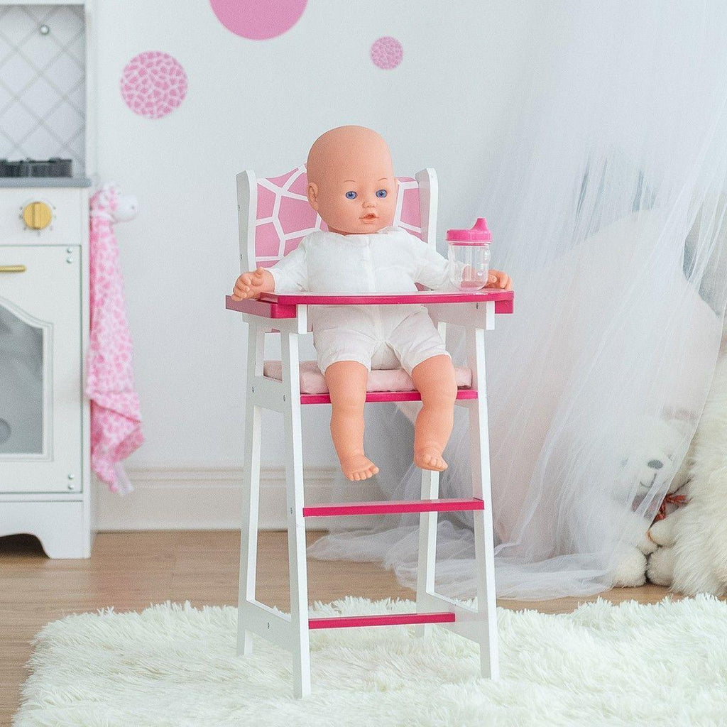 Teamson TD-0098AF Olivia's Classic Baby Doll High Chair Pink Giraffe - TOYBOX Toy Shop Cyprus