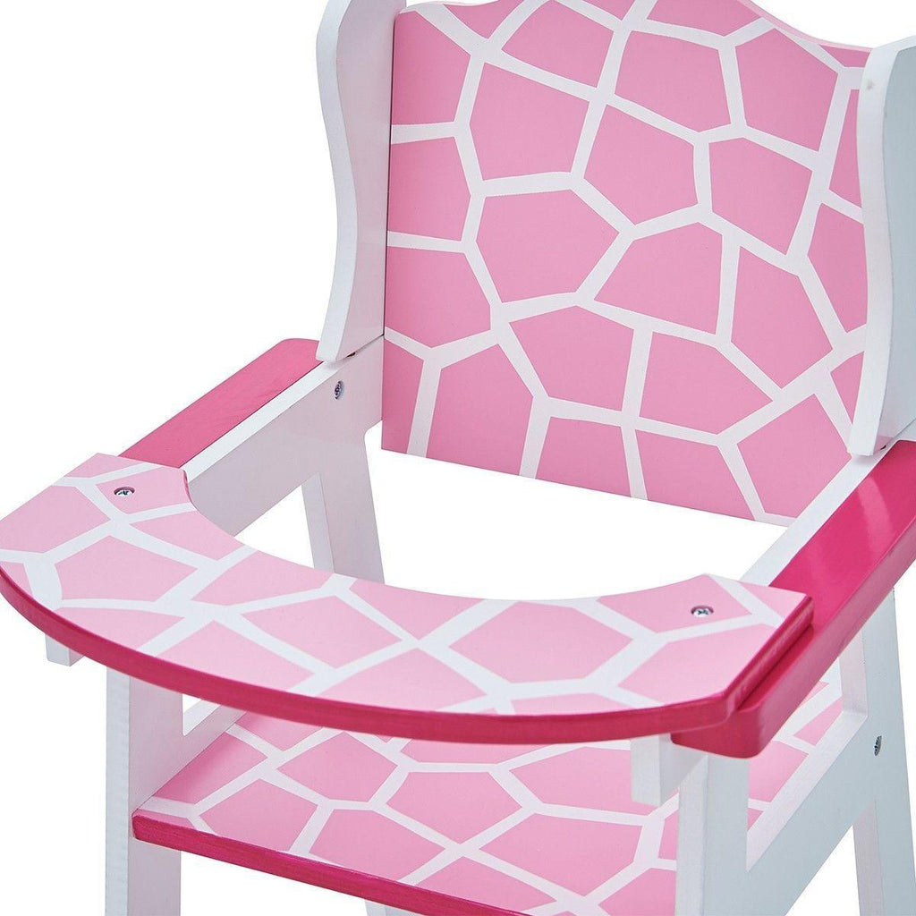 Teamson TD-0098AF Olivia's Classic Baby Doll High Chair Pink Giraffe - TOYBOX Toy Shop
