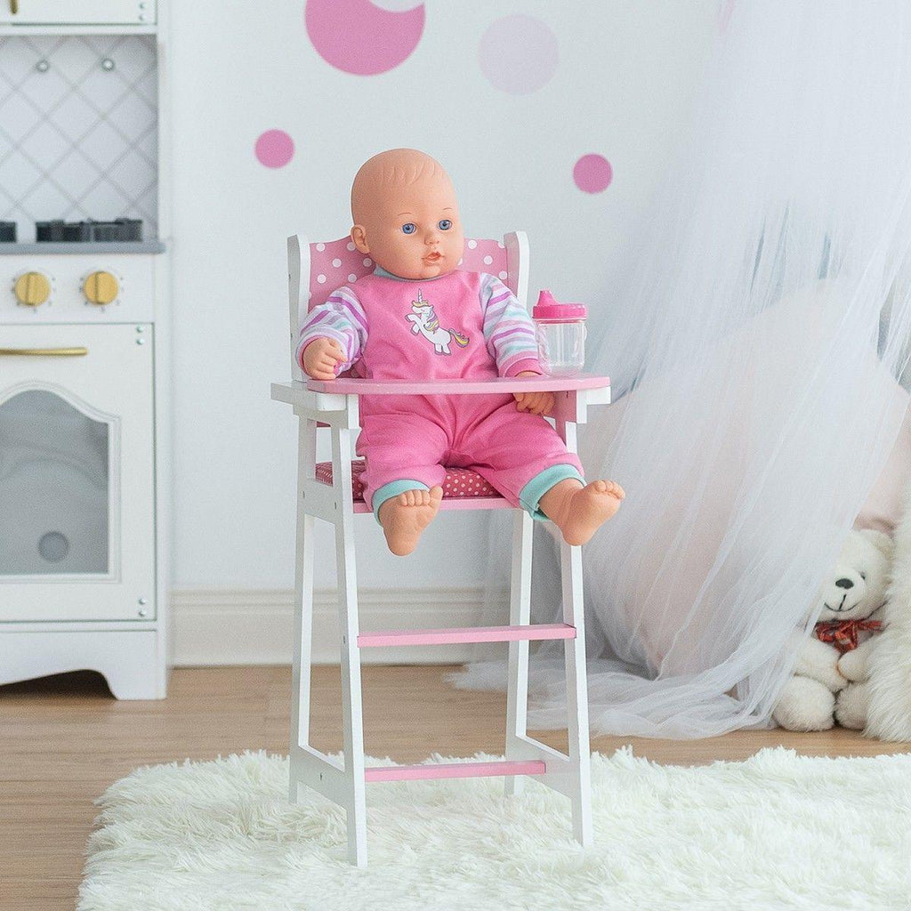 Teamson USA Olivia's Classic Baby Doll High Chair - Pink/White Polka Dot - TOYBOX