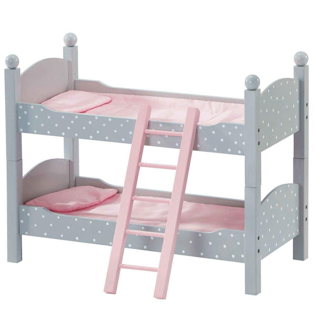 Teamson USA Polka Dots Princess 18-inch Doll Double Bunk Bed - Gray/Pink - TOYBOX Toy Shop