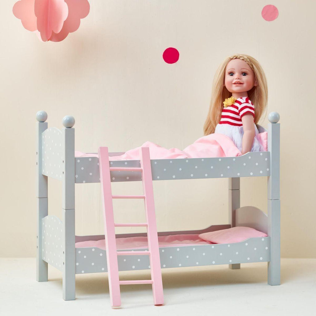 Teamson USA Polka Dots Princess 18-inch Doll Double Bunk Bed - Gray/Pink - TOYBOX Toy Shop