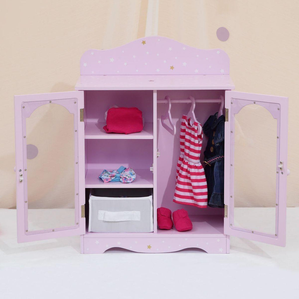 Teamson USA Twinkle Stars Princess 18-inch Doll Fancy Closet with 3 Hangers - TOYBOX Toy Shop