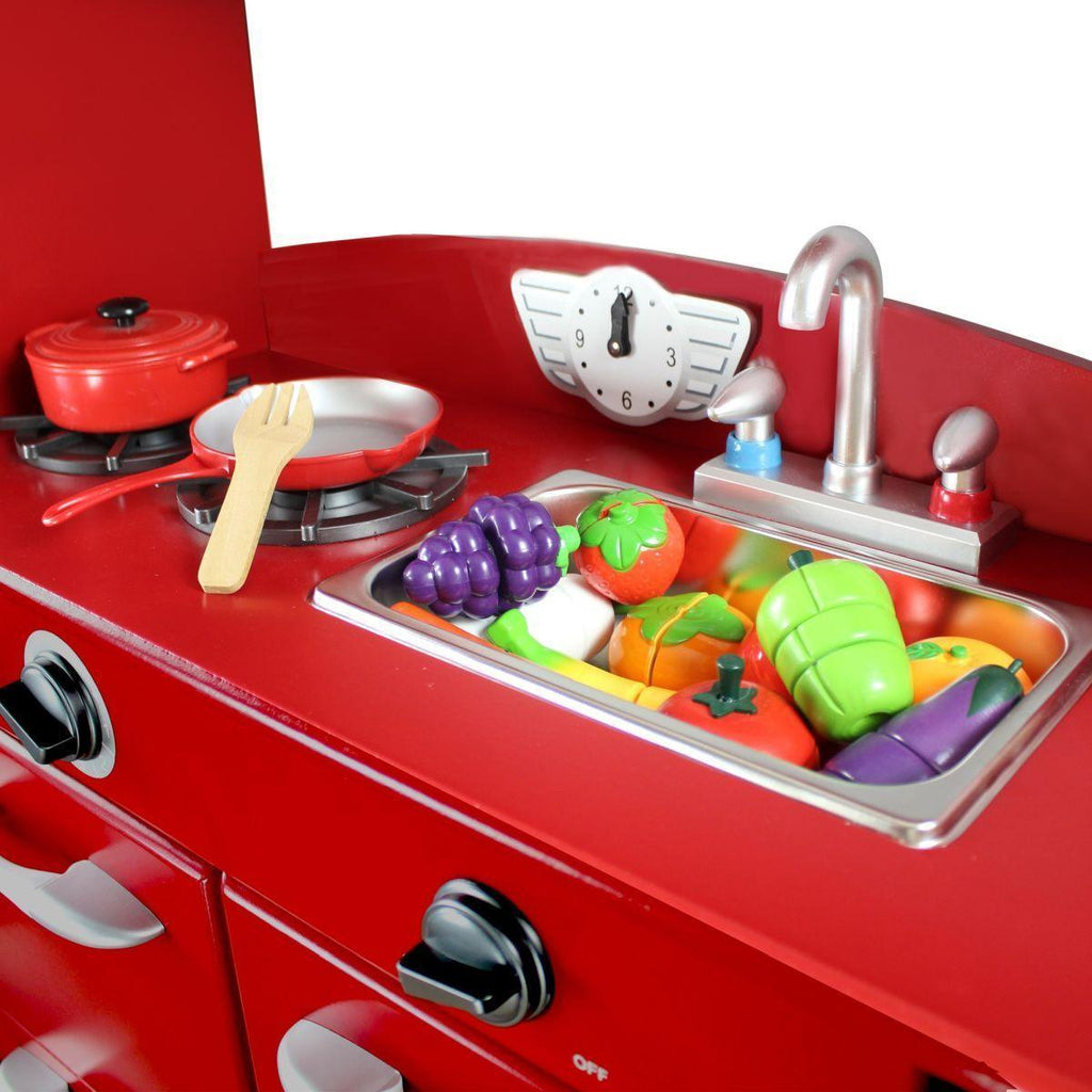 Teamson USA TD-11414R Little Chef Westchester Retro Play Kitchen - Red - TOYBOX Toy Shop