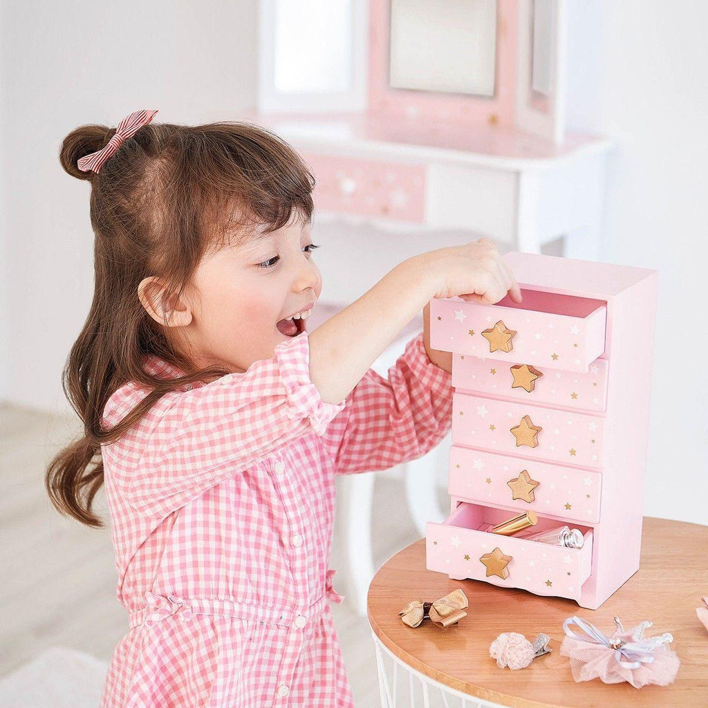 Teamson USA TD-12884A Fashion Star Prints Renee Jewelry Box - Pink / White / Gold - TOYBOX Toy Shop
