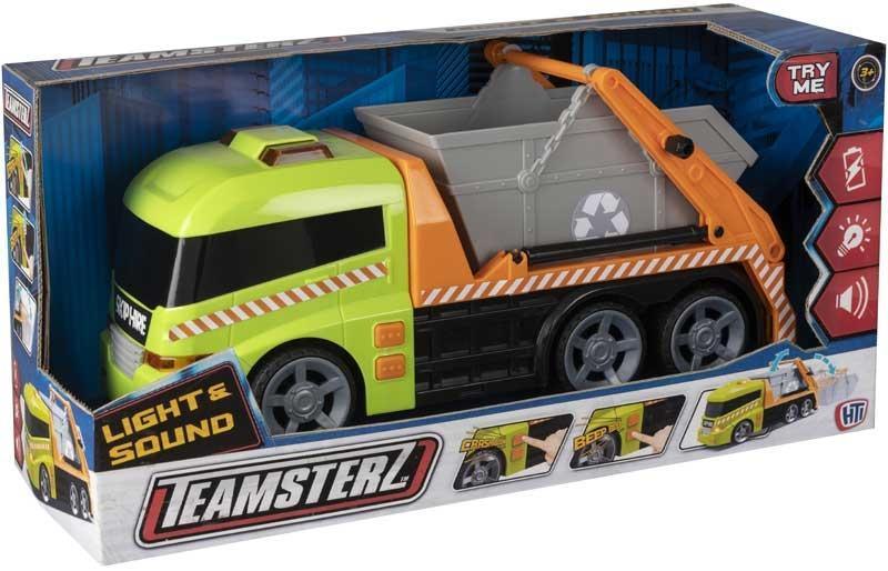 Teamsterz 1416394 Large Light & Sound Skip Lorry - Green/Orange - TOYBOX Toy Shop