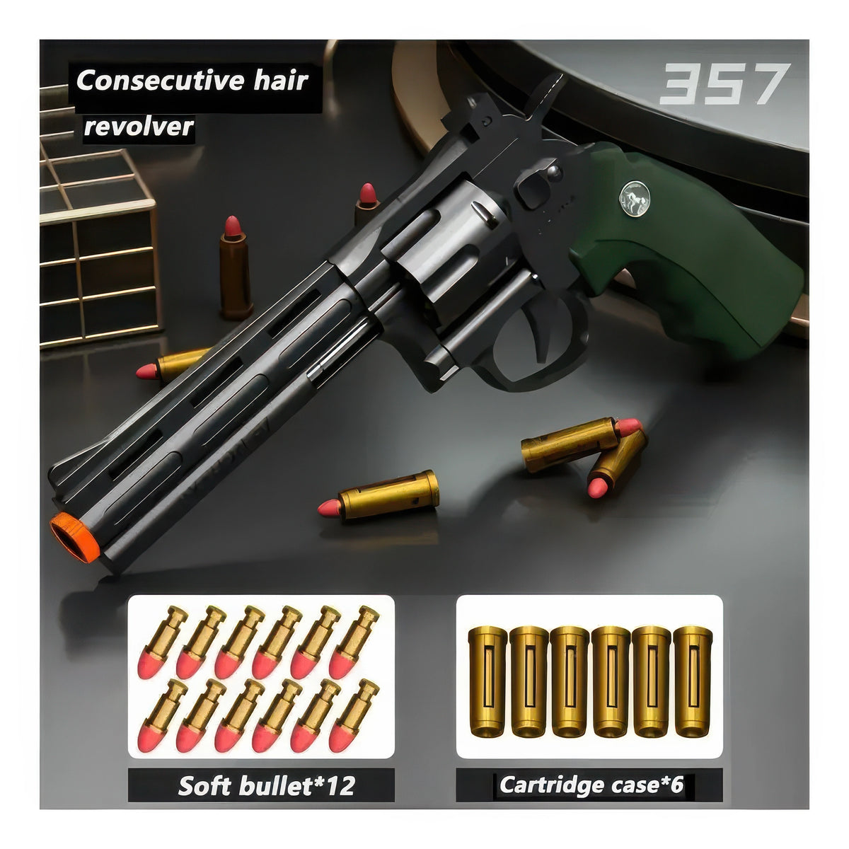 Toy Revolver Foam Blaster Gun 28cm - Dark Green | Buy Online at ♥️ TOYBOX