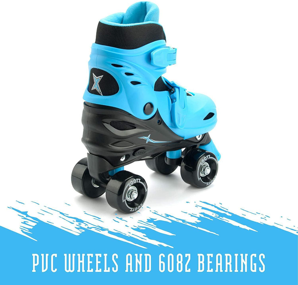 XOOTZ Boys Quad Skates, Beginner Adjustable Roller Skates, Blue/Black, Small - TOYBOX Toy Shop