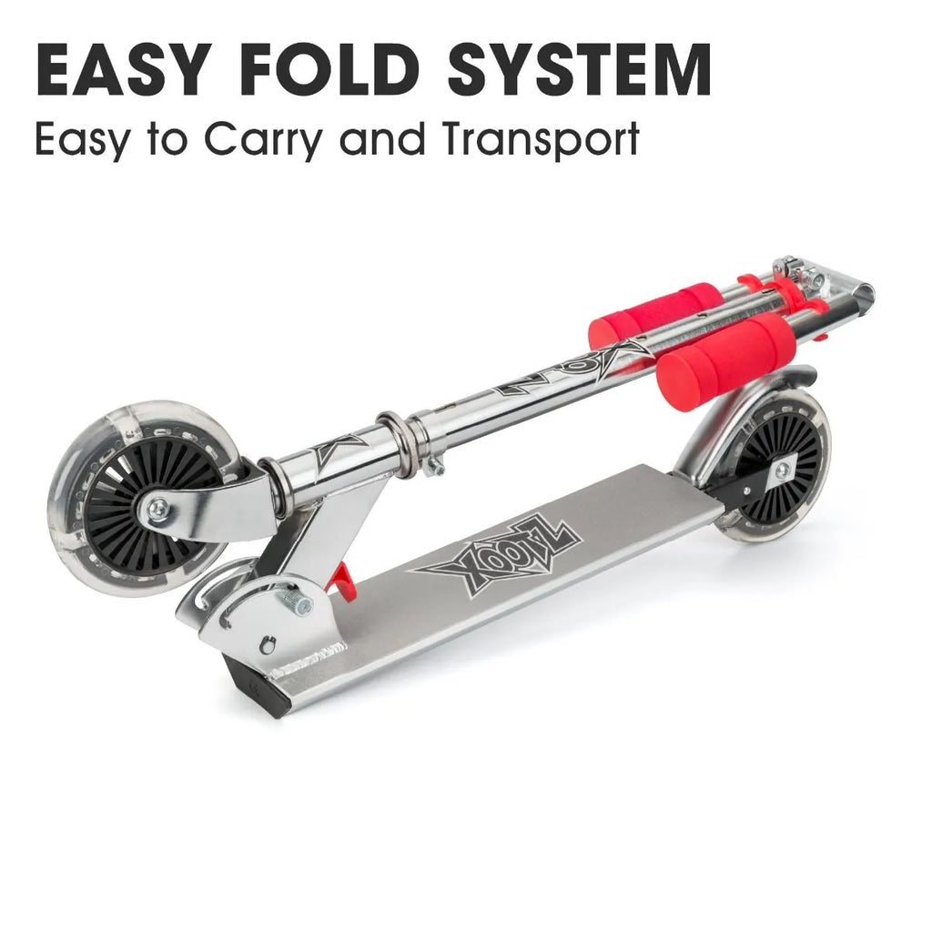 Xootz Light Up LED Folding Scooter - Red